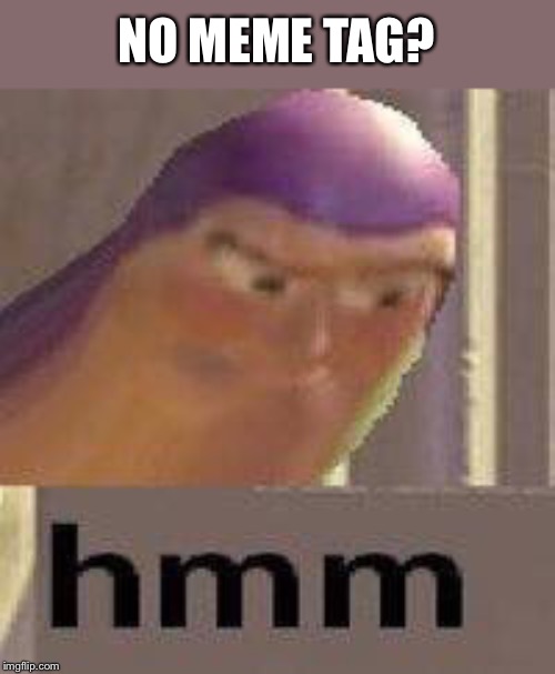 Buzz Lightyear Hmm | NO MEME TAG? | image tagged in buzz lightyear hmm | made w/ Imgflip meme maker