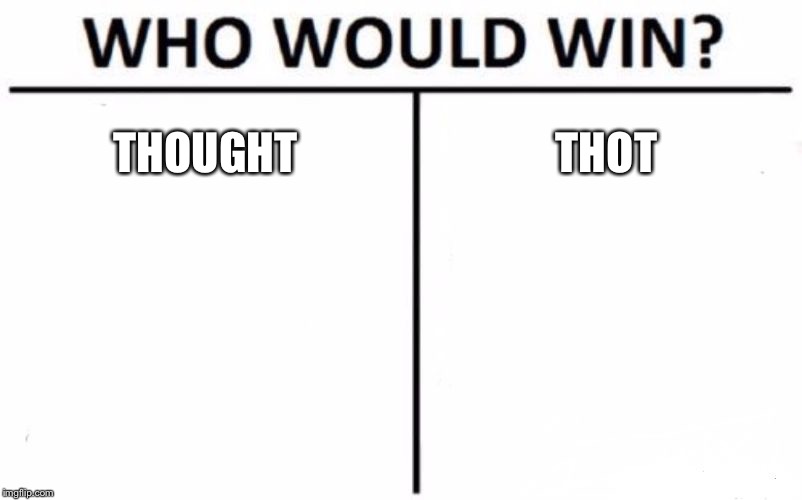 Who Would Win? | THOUGHT; THOT | image tagged in memes,who would win | made w/ Imgflip meme maker