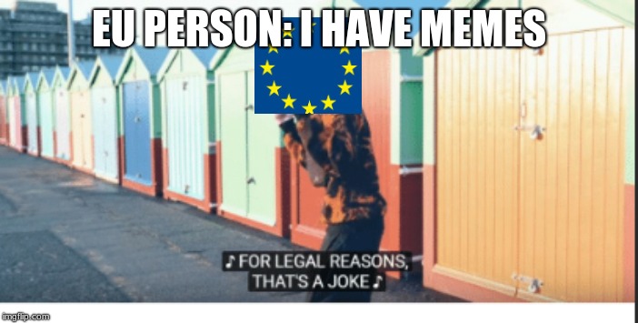 For Legal Reasons That's A joke | EU PERSON: I HAVE MEMES | image tagged in for legal reasons that's a joke | made w/ Imgflip meme maker