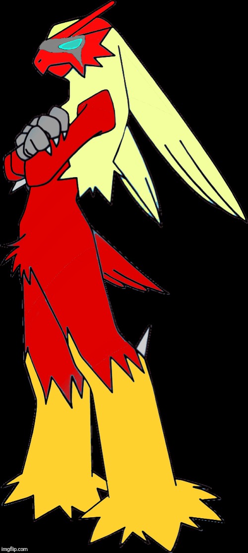 ProtoBlaze (The half Protogen Blaziken version of my Blaziken, Blaze.) | image tagged in blaziken,ocs,protogen | made w/ Imgflip meme maker