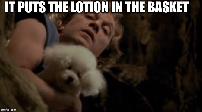 Silence of the lambs lotion | IT PUTS THE LOTION IN THE BASKET | image tagged in silence of the lambs lotion | made w/ Imgflip meme maker