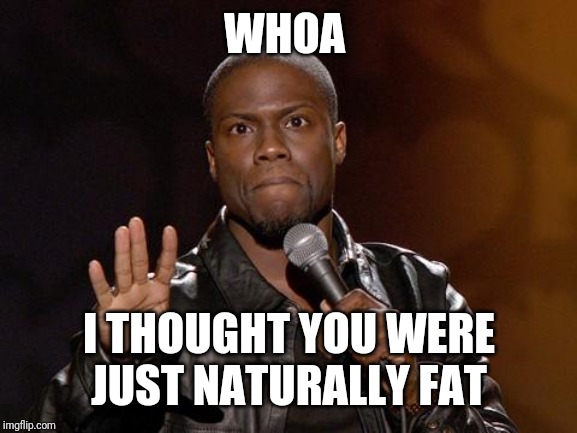 kevin hart | WHOA I THOUGHT YOU WERE JUST NATURALLY FAT | image tagged in kevin hart | made w/ Imgflip meme maker