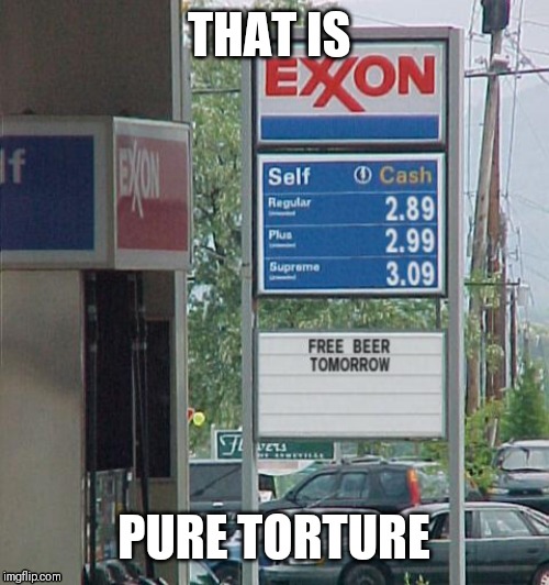 sign | THAT IS; PURE TORTURE | image tagged in gas,funny | made w/ Imgflip meme maker