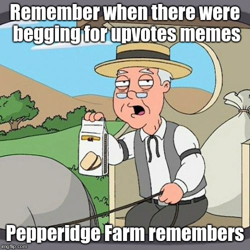 Pepperidge Farm Remembers | Remember when there were begging for upvotes memes; Pepperidge Farm remembers | image tagged in memes,pepperidge farm remembers | made w/ Imgflip meme maker