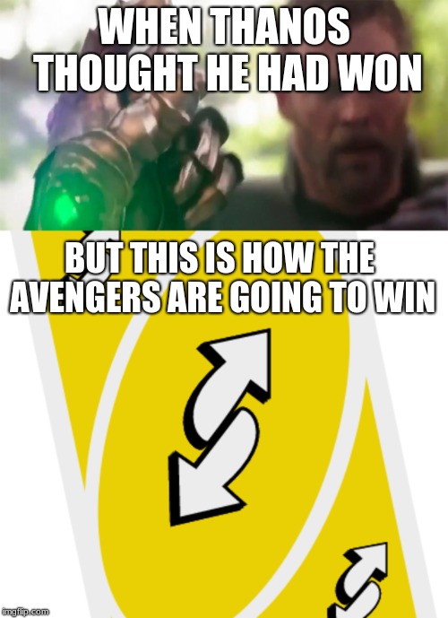 WHEN THANOS THOUGHT HE HAD WON; BUT THIS IS HOW THE AVENGERS ARE GOING TO WIN | image tagged in avengers infinity war | made w/ Imgflip meme maker