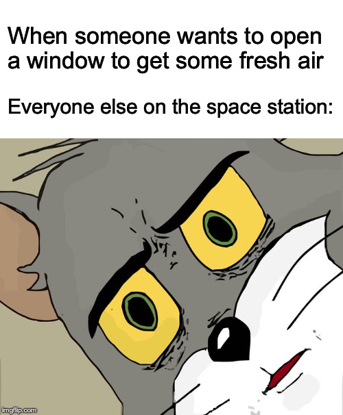 A Breath of "Fresh Air" | When someone wants to open a window to get some fresh air; Everyone else on the space station: | image tagged in memes,unsettled tom,international space station | made w/ Imgflip meme maker