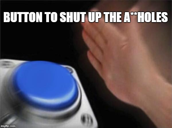 Blank Nut Button | BUTTON TO SHUT UP THE A**HOLES | image tagged in memes,blank nut button | made w/ Imgflip meme maker