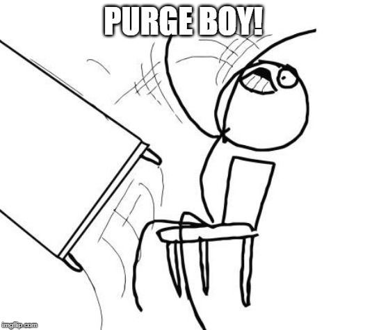 Table Flip Guy Meme | PURGE BOY! | image tagged in memes,table flip guy | made w/ Imgflip meme maker