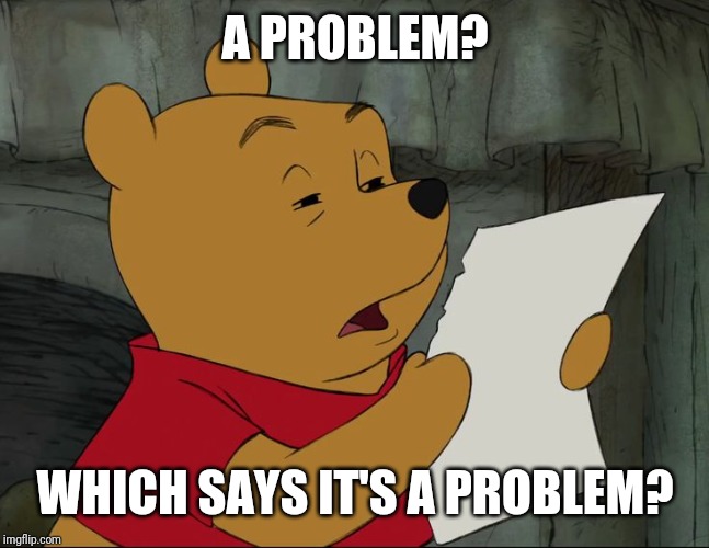 Winnie The Pooh | A PROBLEM? WHICH SAYS IT'S A PROBLEM? | image tagged in winnie the pooh | made w/ Imgflip meme maker