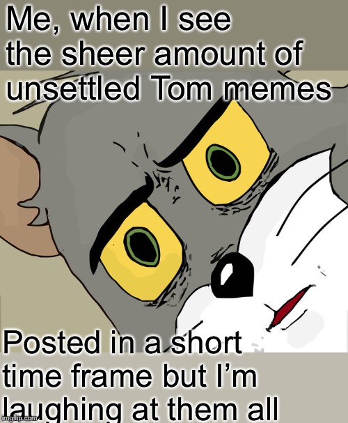 Unsettled Tom Meme | Me, when I see the sheer amount of unsettled Tom memes Posted in a short time frame but I’m laughing at them all | image tagged in memes,unsettled tom | made w/ Imgflip meme maker