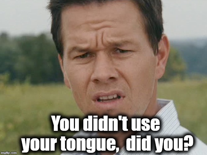 Huh  | You didn't use your tongue,  did you? | image tagged in huh | made w/ Imgflip meme maker