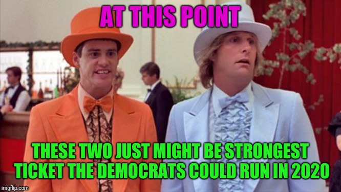 Eric Swalwell? Really? | AT THIS POINT; THESE TWO JUST MIGHT BE STRONGEST TICKET THE DEMOCRATS COULD RUN IN 2020 | image tagged in dumb and dumber,election 2020,democrats,politics,funny memes | made w/ Imgflip meme maker
