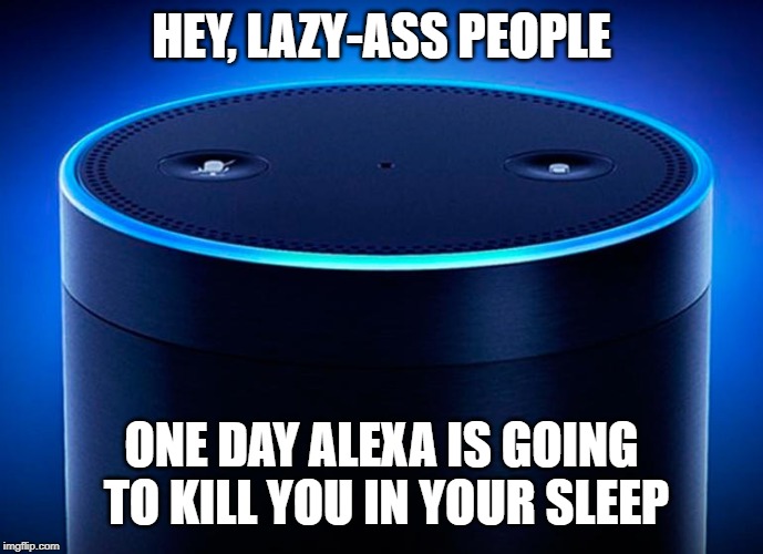 Do Yourself And Your Body A Favor...Lift A Finger! | HEY, LAZY-ASS PEOPLE; ONE DAY ALEXA IS GOING TO KILL YOU IN YOUR SLEEP | image tagged in alexa,lazy-ass folks,memes | made w/ Imgflip meme maker