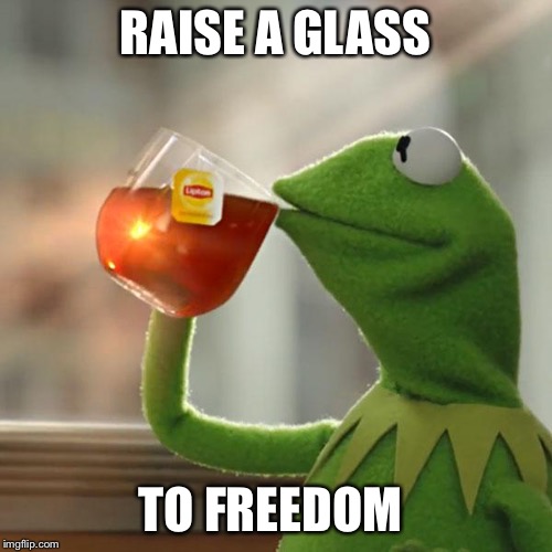 But That's None Of My Business | RAISE A GLASS; TO FREEDOM | image tagged in memes,but thats none of my business,kermit the frog | made w/ Imgflip meme maker