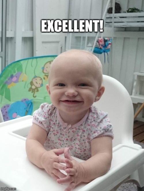 EXCELLENT! | image tagged in excellent baby | made w/ Imgflip meme maker