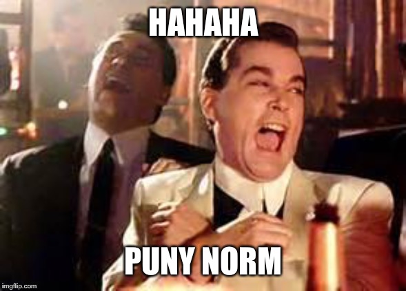 Henry Hill Laughing | HAHAHA PUNY NORM | image tagged in henry hill laughing | made w/ Imgflip meme maker