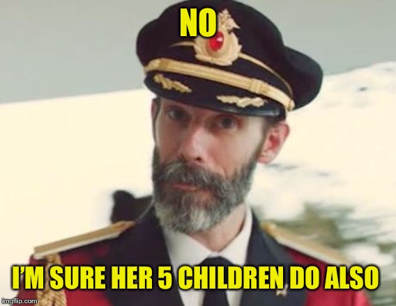 Captain Obvious | NO I’M SURE HER 5 CHILDREN DO ALSO | image tagged in captain obvious | made w/ Imgflip meme maker