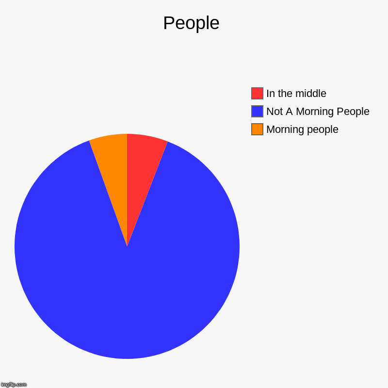 People | Morning people, Not A Morning People, In the middle | image tagged in charts,pie charts | made w/ Imgflip chart maker