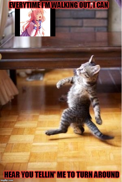 Walking Cat | EVERYTIME I'M WALKING OUT, I CAN; HEAR YOU TELLIN' ME TO TURN AROUND | image tagged in walking cat | made w/ Imgflip meme maker