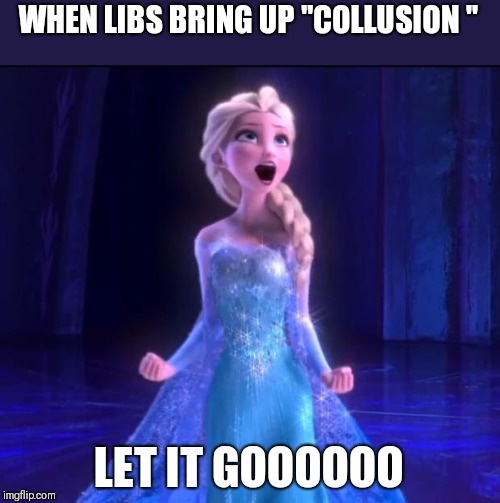 Let it go | WHEN LIBS BRING UP "COLLUSION "; LET IT GOOOOOO | image tagged in let it go | made w/ Imgflip meme maker