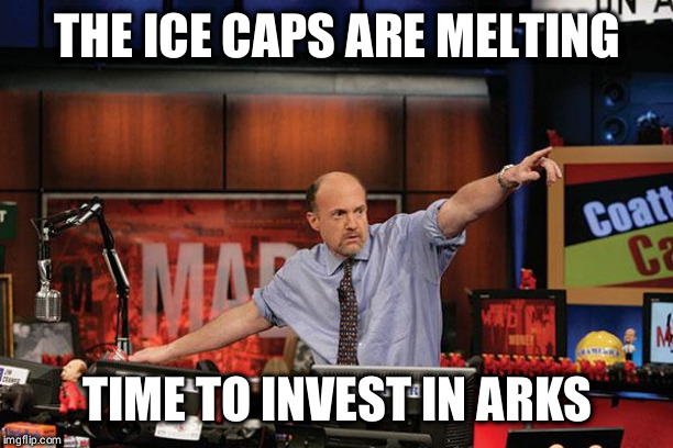 Mad Money Jim Cramer Meme | THE ICE CAPS ARE MELTING; TIME TO INVEST IN ARKS | image tagged in memes,mad money jim cramer | made w/ Imgflip meme maker