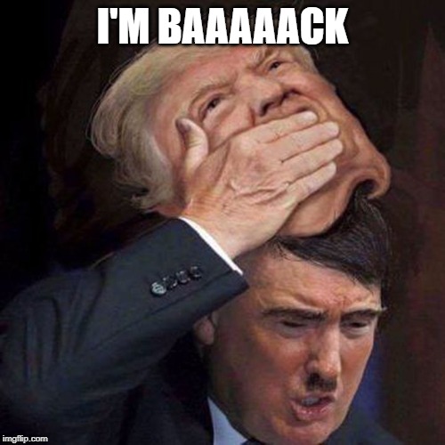 I'm Baaaack-President For Life | I'M BAAAAACK | image tagged in political meme,political humor,donald trump memes,heil hitler | made w/ Imgflip meme maker