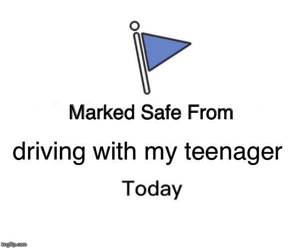 Marked Safe From Meme | driving with my teenager | image tagged in memes,marked safe from | made w/ Imgflip meme maker
