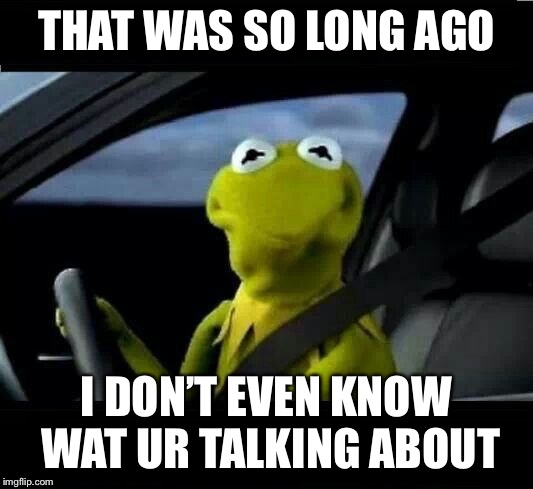 kermit the frog frowned face | THAT WAS SO LONG AGO I DON’T EVEN KNOW WAT UR TALKING ABOUT | image tagged in kermit the frog frowned face | made w/ Imgflip meme maker