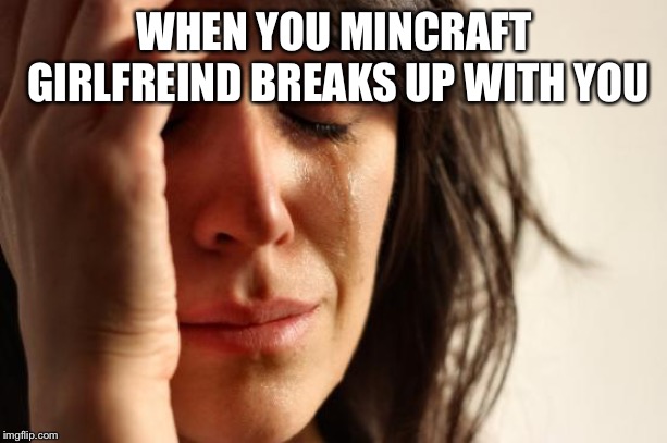 First World Problems | WHEN YOU MINCRAFT GIRLFREIND BREAKS UP WITH YOU | image tagged in memes,first world problems | made w/ Imgflip meme maker