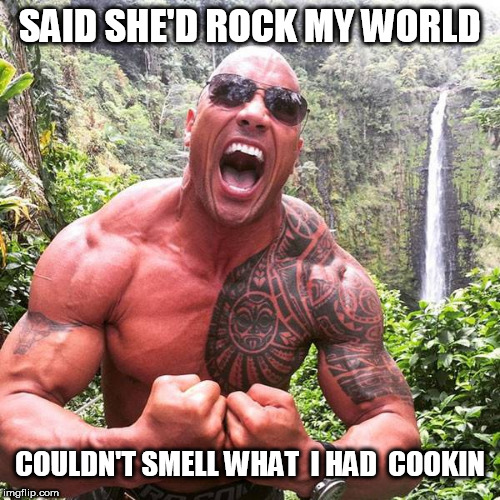 SAID SHE'D ROCK MY WORLD COULDN'T SMELL WHAT  I HAD  COOKIN | made w/ Imgflip meme maker