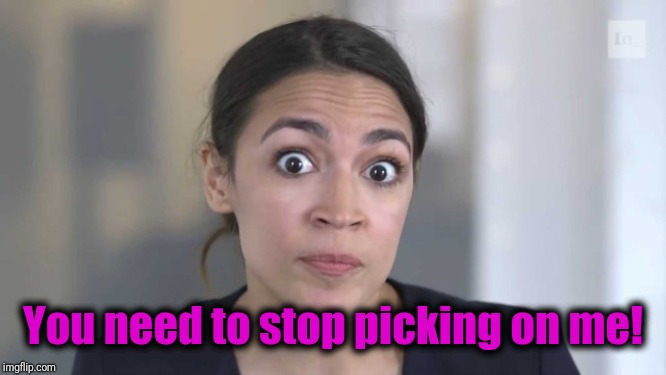 Crazy Alexandria Ocasio-Cortez | You need to stop picking on me! | image tagged in crazy alexandria ocasio-cortez | made w/ Imgflip meme maker