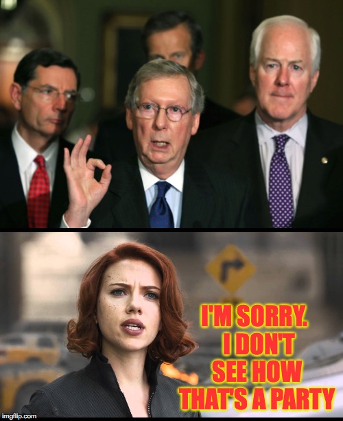 Beavis and the Buttheads | I'M SORRY.  I DON'T SEE HOW THAT'S A PARTY | image tagged in mitch mcconnell zero,black widow,i don't see how that's a party | made w/ Imgflip meme maker