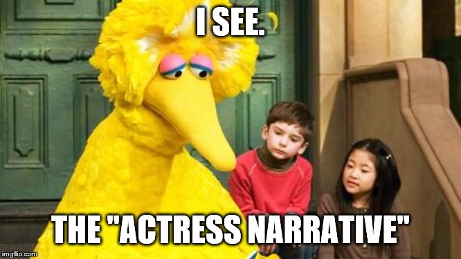 Sad Big Bird | I SEE. THE "ACTRESS NARRATIVE" | image tagged in sad big bird | made w/ Imgflip meme maker