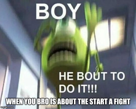 Mike Wazowski Monsters Inc | WHEN YOU BRO IS ABOUT THE START A FIGHT | image tagged in mike wazowski monsters inc | made w/ Imgflip meme maker