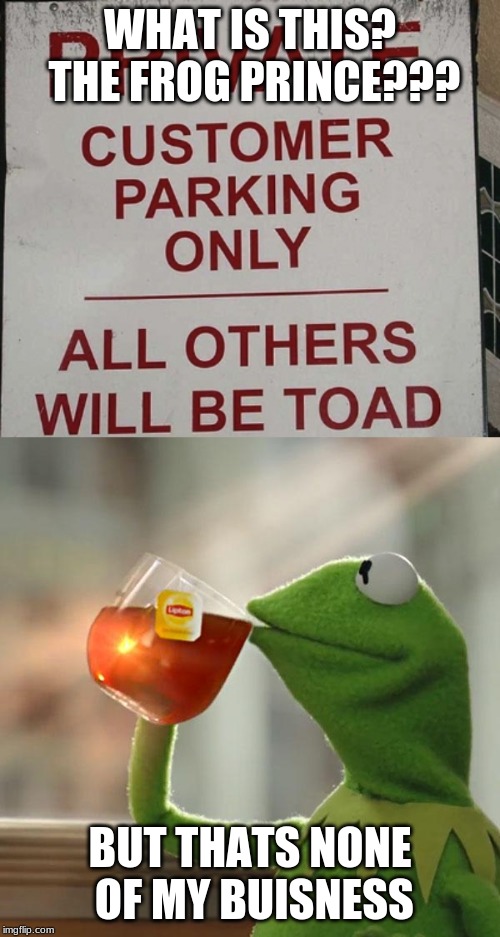 TYPOS | WHAT IS THIS? THE FROG PRINCE??? BUT THATS NONE OF MY BUISNESS | image tagged in memes,but thats none of my business | made w/ Imgflip meme maker
