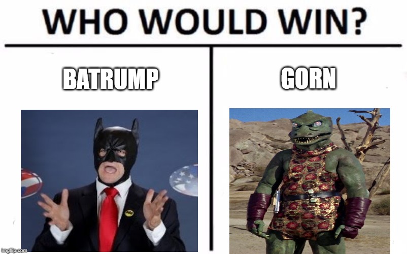Bat Rump | BATRUMP; GORN | image tagged in memes,who would win | made w/ Imgflip meme maker