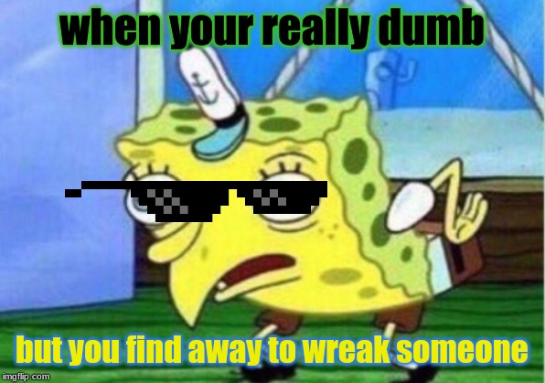 Mocking Spongebob Meme |  when your really dumb; but you find away to wreak someone | image tagged in memes,mocking spongebob | made w/ Imgflip meme maker
