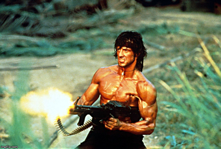 Rambo shooting | . | image tagged in rambo shooting | made w/ Imgflip meme maker