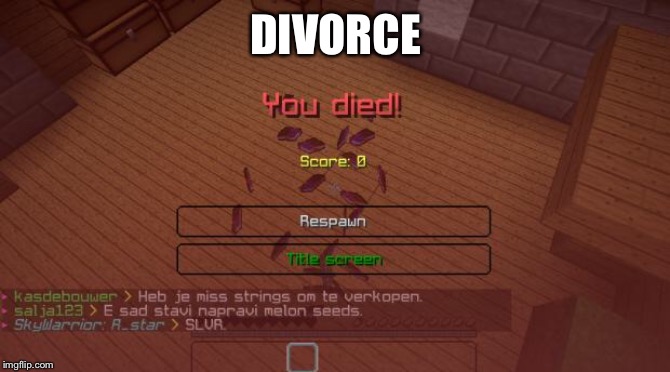Minecraft | DIVORCE | image tagged in minecraft | made w/ Imgflip meme maker