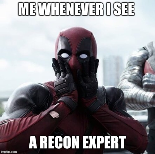 Deadpool Surprised Meme | ME WHENEVER I SEE; A RECON EXPERT | image tagged in memes,deadpool surprised | made w/ Imgflip meme maker