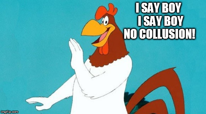 Rooster | I SAY BOY  I SAY BOY NO COLLUSION! | image tagged in rooster | made w/ Imgflip meme maker