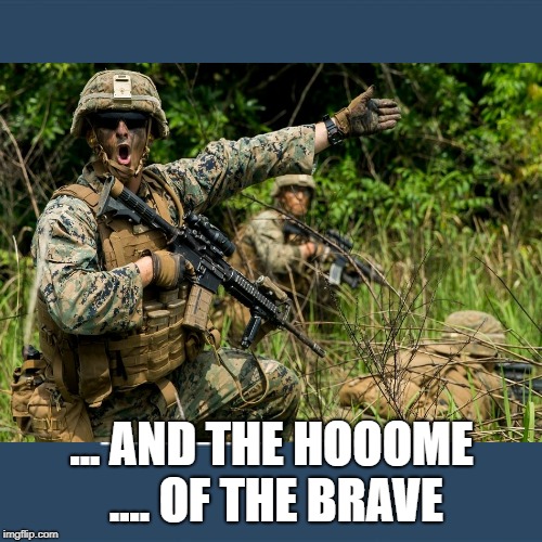 navy seal singing | ... AND THE HOOOME .... OF THE BRAVE | image tagged in navy seals | made w/ Imgflip meme maker