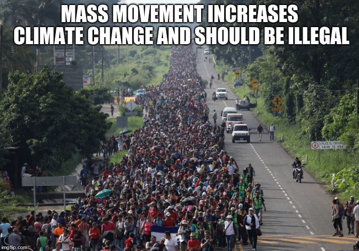 Illegals cause climate change | MASS MOVEMENT INCREASES CLIMATE CHANGE AND SHOULD BE ILLEGAL | image tagged in migrant caravan,climate change,illegal immigration,build the wall | made w/ Imgflip meme maker