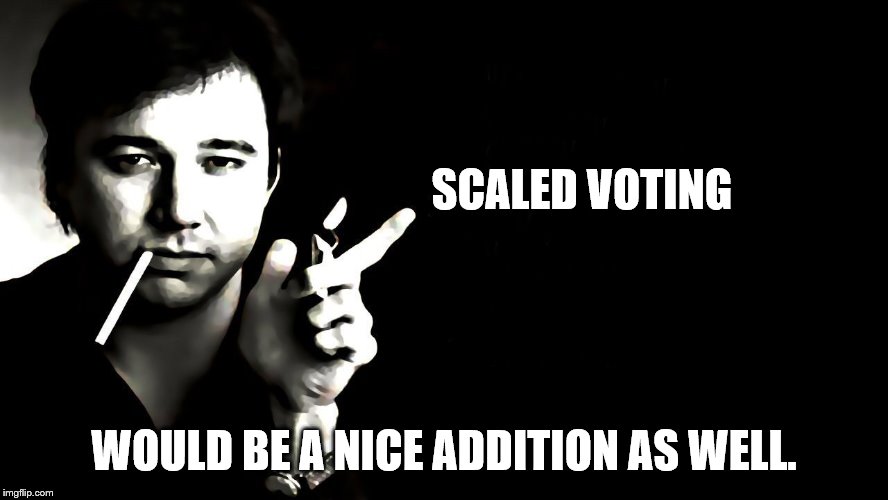 SCALED VOTING WOULD BE A NICE ADDITION AS WELL. | made w/ Imgflip meme maker