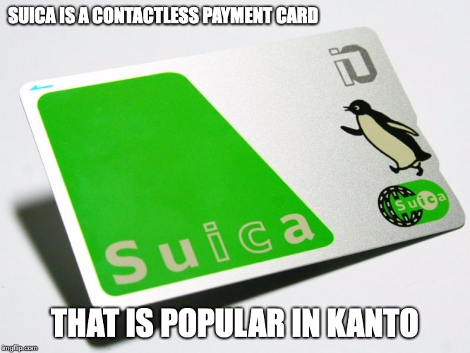 Suica | SUICA IS A CONTACTLESS PAYMENT CARD; THAT IS POPULAR IN KANTO | image tagged in suica,card,memes,payment | made w/ Imgflip meme maker