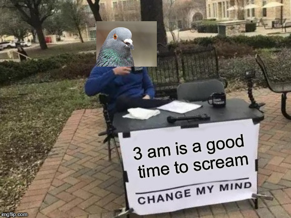 Change My Mind Meme | 3 am is a good time to scream | image tagged in memes,change my mind | made w/ Imgflip meme maker