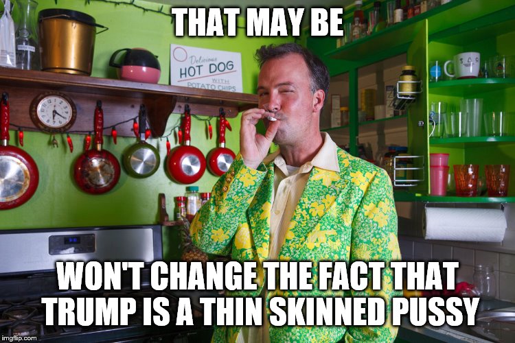 THAT MAY BE WON'T CHANGE THE FACT THAT TRUMP IS A THIN SKINNED PUSSY | made w/ Imgflip meme maker