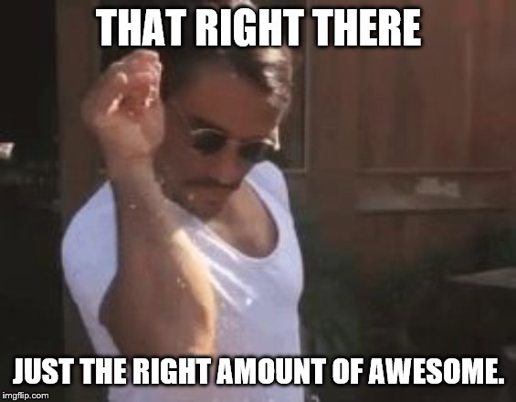 Sprinkle Chef | THAT RIGHT THERE JUST THE RIGHT AMOUNT OF AWESOME. | image tagged in sprinkle chef | made w/ Imgflip meme maker