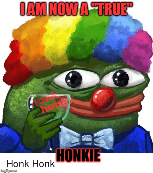 HONKie Tonk! | I AM NOW A "TRUE"; HONKIE | image tagged in clowning around | made w/ Imgflip meme maker