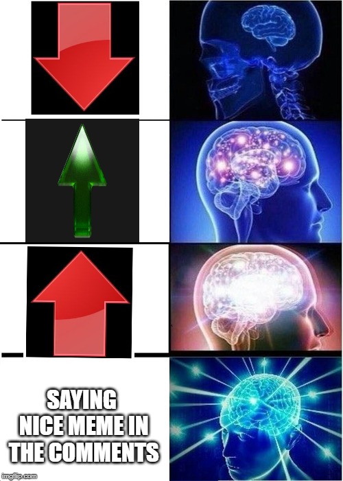 Expanding Brain Meme | SAYING NICE MEME IN THE COMMENTS | image tagged in memes,expanding brain | made w/ Imgflip meme maker